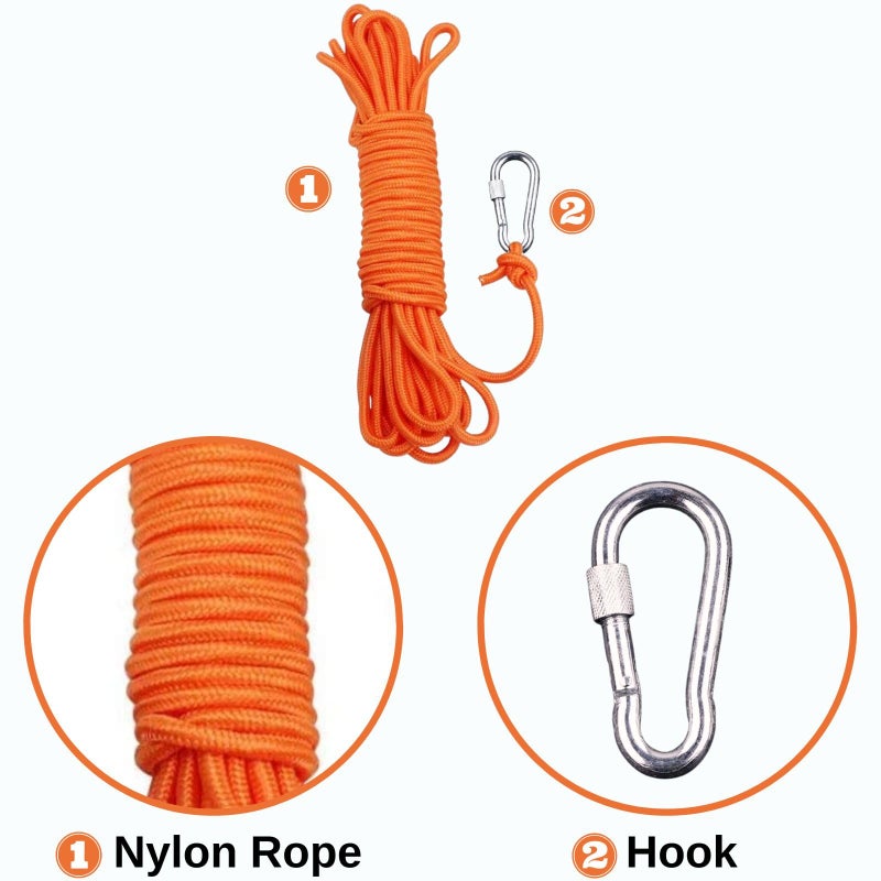 BeGrit Floating Rope 1/4" X 65.6' Polypropylene Anchor Rope for Kayak Canoe Tow Throw Line with Carabiner - Boat Camping Hiking 6mm x 20m - Image 2